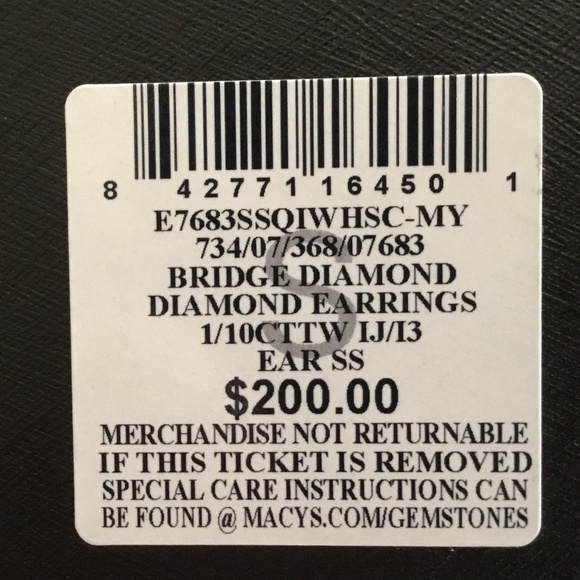 NIB Diamond Sterling Silver Stud Earrings - Picture 2 of 3